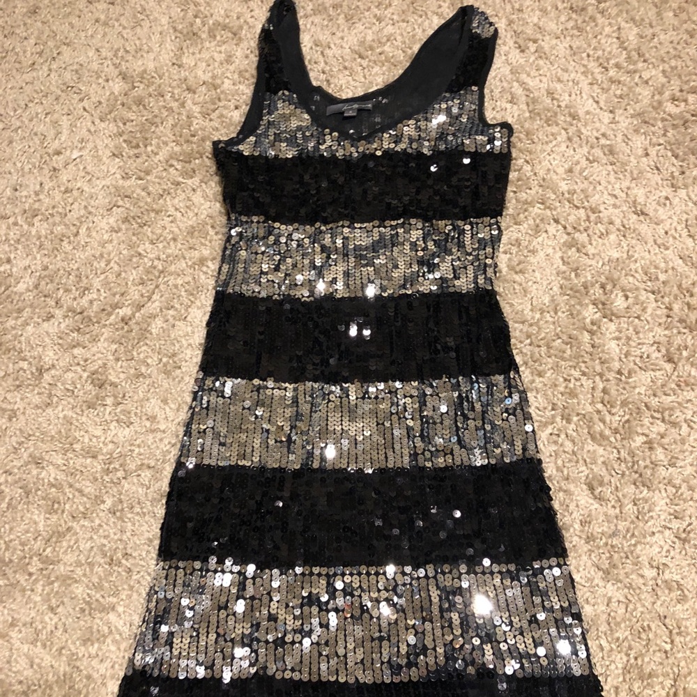 Sequin Tank Dress striped silver&  black forever21